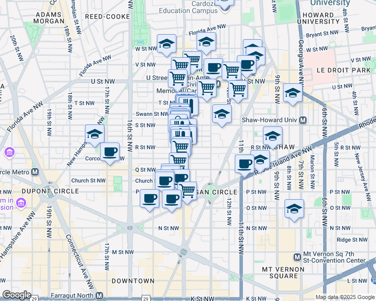 map of restaurants, bars, coffee shops, grocery stores, and more near 101 Independence Avenue Southeast in Washington