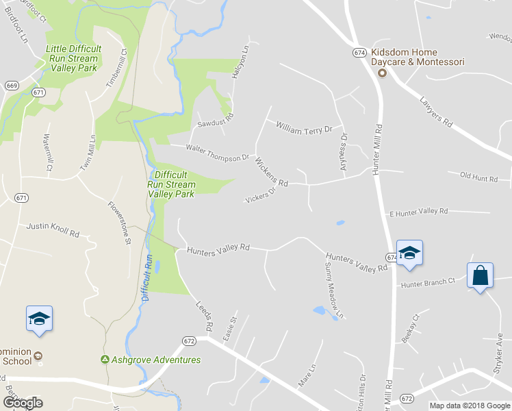 map of restaurants, bars, coffee shops, grocery stores, and more near 10607 Vickers Drive in Vienna