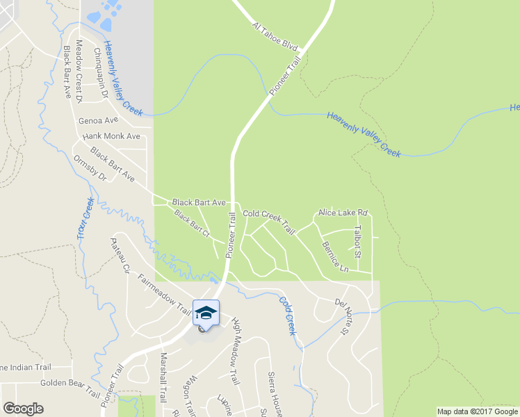 map of restaurants, bars, coffee shops, grocery stores, and more near 2616 Cold Creek Trail in South Lake Tahoe