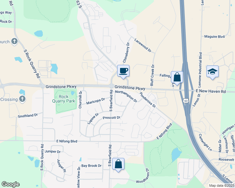 map of restaurants, bars, coffee shops, grocery stores, and more near 2410 Northampton Drive in Columbia