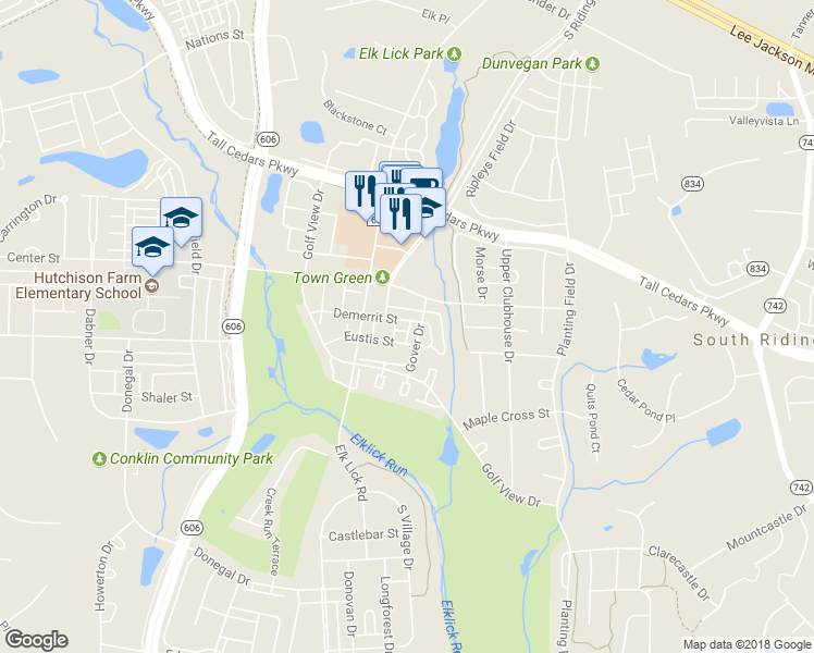 map of restaurants, bars, coffee shops, grocery stores, and more near 43103 Demerrit Street in Chantilly