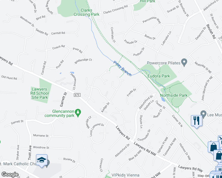 map of restaurants, bars, coffee shops, grocery stores, and more near 9793 Kedge Court in Vienna