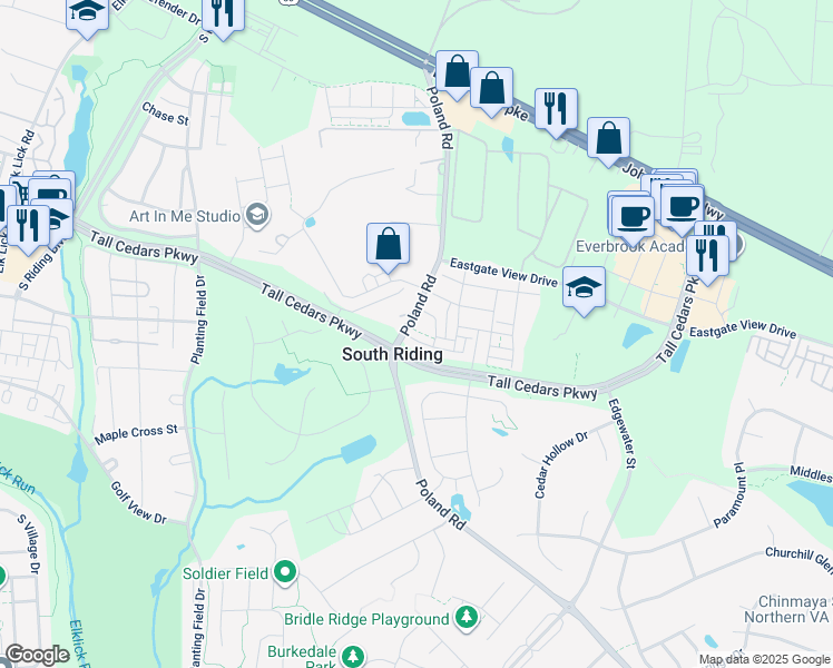 map of restaurants, bars, coffee shops, grocery stores, and more near 43508 Wheadon Terrace in Chantilly