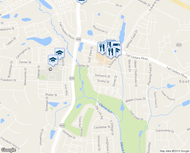 map of restaurants, bars, coffee shops, grocery stores, and more near 43019 Demerrit Street in Chantilly
