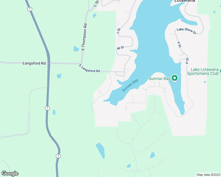 map of restaurants, bars, coffee shops, grocery stores, and more near 73N G Street in Lake Lotawana