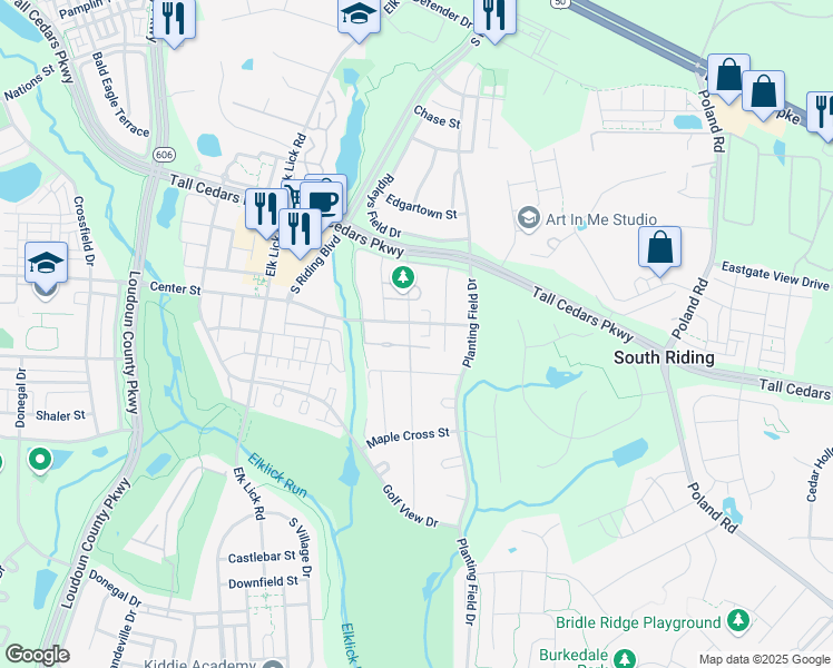 map of restaurants, bars, coffee shops, grocery stores, and more near 25476 Upper Clubhouse Drive in Chantilly