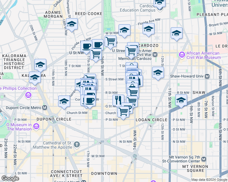 map of restaurants, bars, coffee shops, grocery stores, and more near 101 Independence Avenue Southeast in Washington