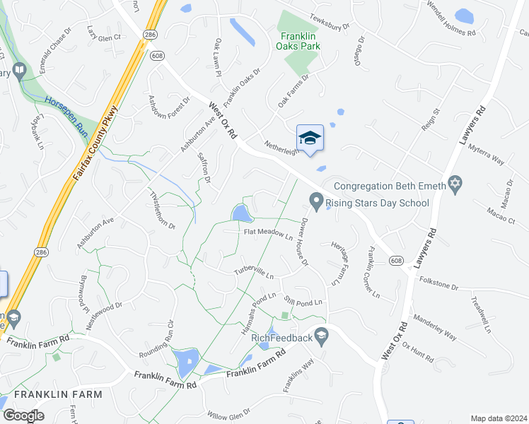 map of restaurants, bars, coffee shops, grocery stores, and more near 3016 Gatepost Lane in Herndon