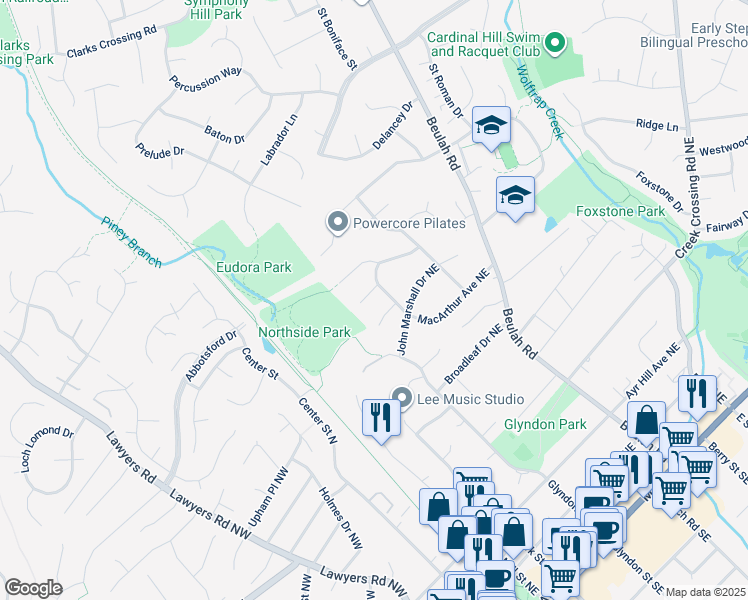 map of restaurants, bars, coffee shops, grocery stores, and more near 9517 Narragansett Place in Vienna