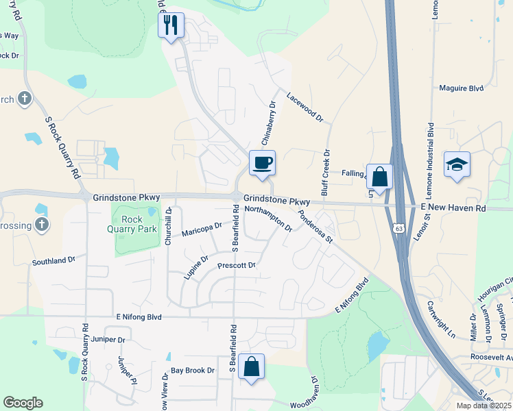 map of restaurants, bars, coffee shops, grocery stores, and more near 2417 Northampton Drive in Columbia