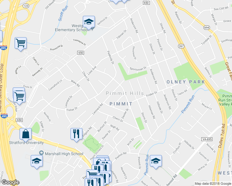 map of restaurants, bars, coffee shops, grocery stores, and more near 1931 Leonard Rd in Falls Church