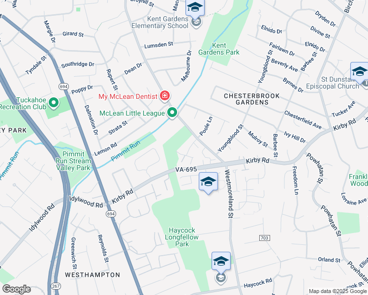 map of restaurants, bars, coffee shops, grocery stores, and more near 1930 Poole Lane in McLean