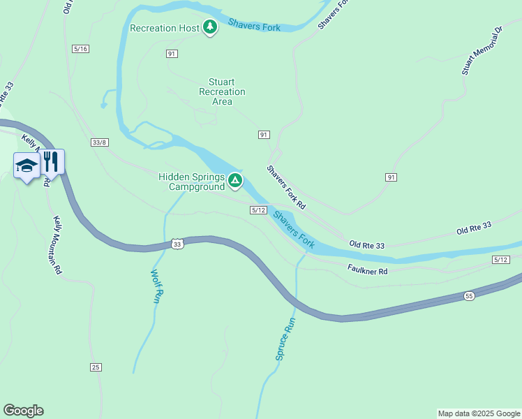 map of restaurants, bars, coffee shops, grocery stores, and more near 21 Faulkner Road in Elkins
