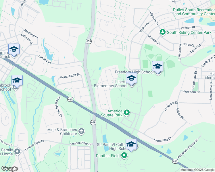 map of restaurants, bars, coffee shops, grocery stores, and more near 25469 Hartland Orchard Terrace in South Riding