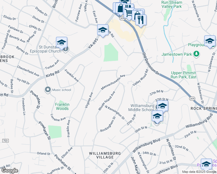 map of restaurants, bars, coffee shops, grocery stores, and more near 1927 Massachusetts Avenue in McLean