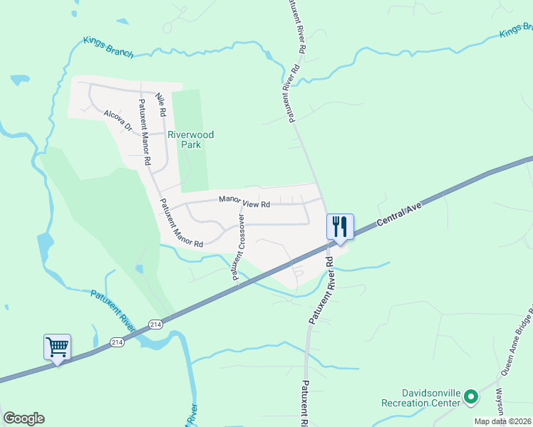 map of restaurants, bars, coffee shops, grocery stores, and more near 1511 Manor View Road in Davidsonville