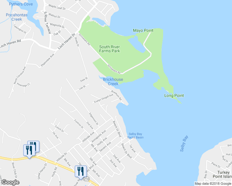 map of restaurants, bars, coffee shops, grocery stores, and more near 3631 Branhum Road in Edgewater