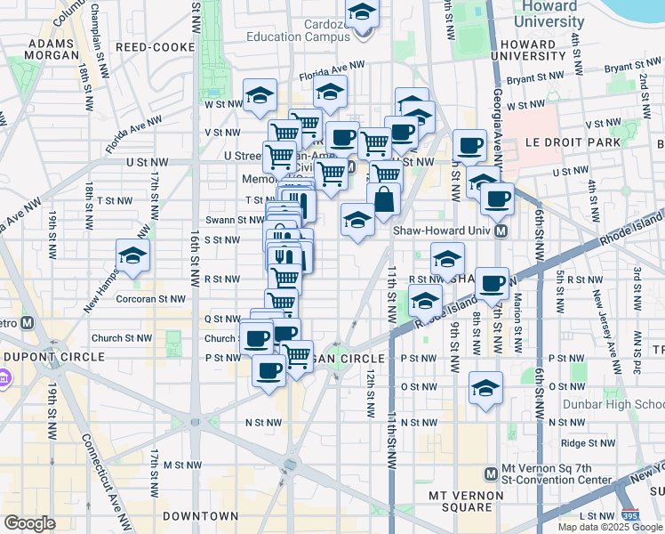 map of restaurants, bars, coffee shops, grocery stores, and more near 101 Independence Avenue Southeast in Washington