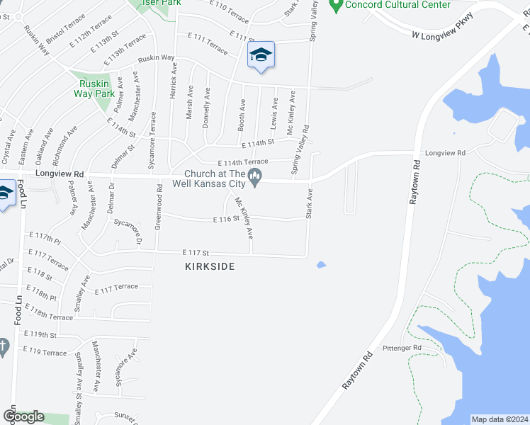 map of restaurants, bars, coffee shops, grocery stores, and more near 8606 East 116 Street in Kansas City