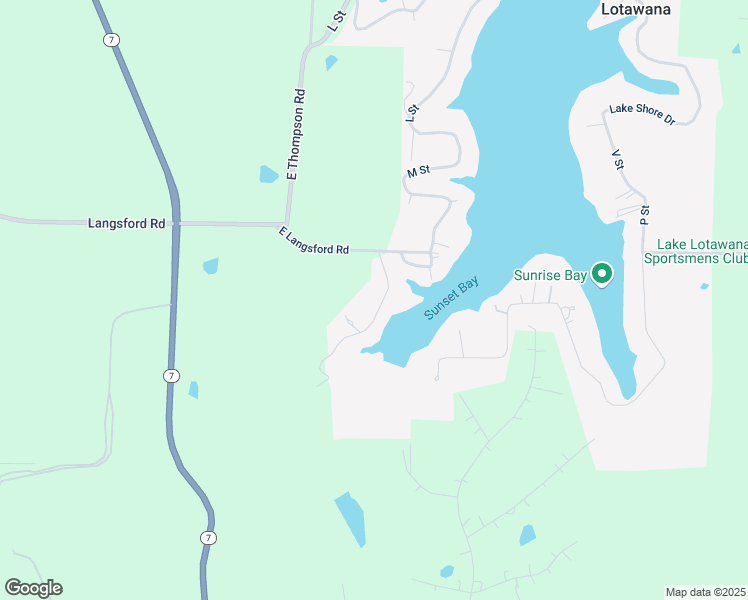 map of restaurants, bars, coffee shops, grocery stores, and more near 73N G Street in Lake Lotawana
