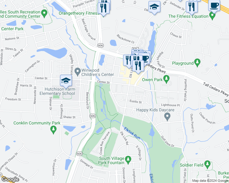 map of restaurants, bars, coffee shops, grocery stores, and more near 42996 Demerrit Street in Chantilly