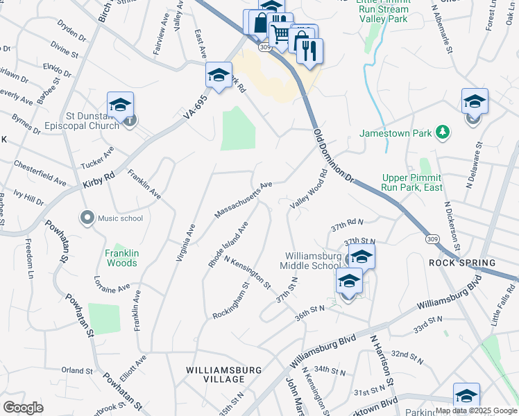 map of restaurants, bars, coffee shops, grocery stores, and more near 1909 Rhode Island Avenue in McLean