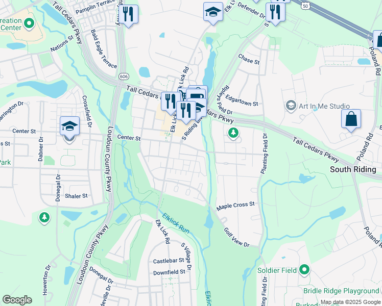 map of restaurants, bars, coffee shops, grocery stores, and more near 43086 Corcoran Lane in Chantilly