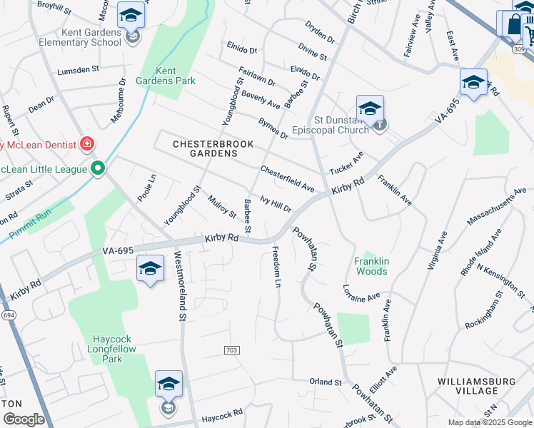 map of restaurants, bars, coffee shops, grocery stores, and more near 1910 Corliss Court in McLean