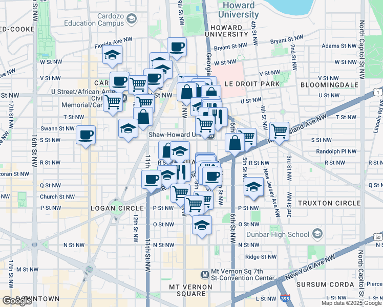 map of restaurants, bars, coffee shops, grocery stores, and more near 101 Independence Avenue Southeast in Washington