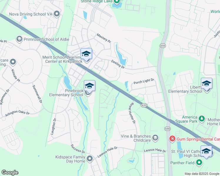 map of restaurants, bars, coffee shops, grocery stores, and more near 41947 Braddock Road in Aldie