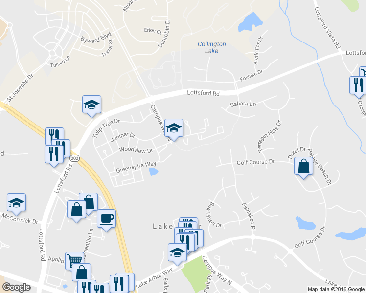 map of restaurants, bars, coffee shops, grocery stores, and more near 1711 Stourbridge Ct in Bowie