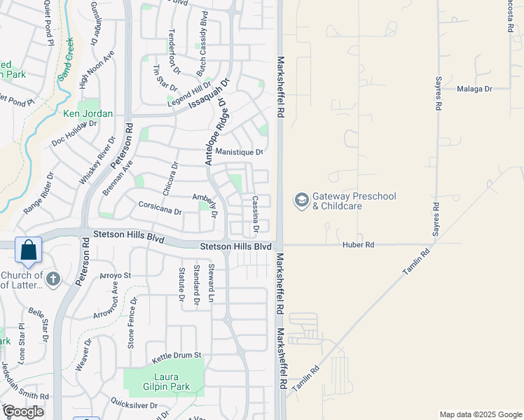 map of restaurants, bars, coffee shops, grocery stores, and more near 7842 Tango Lane in Colorado Springs