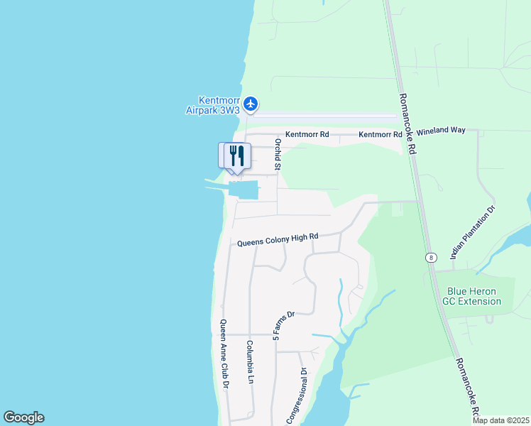 map of restaurants, bars, coffee shops, grocery stores, and more near 520 Chesapeake Avenue in Stevensville