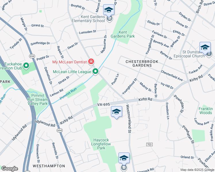 map of restaurants, bars, coffee shops, grocery stores, and more near 1922 Poole Lane in McLean