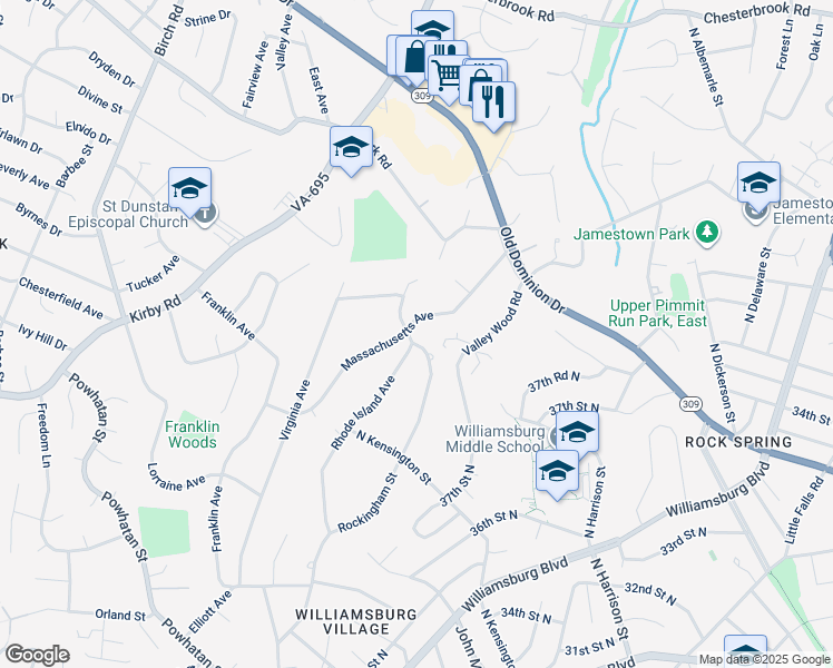 map of restaurants, bars, coffee shops, grocery stores, and more near 1905 Rhode Island Avenue in McLean