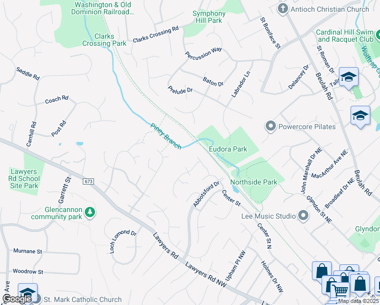 map of restaurants, bars, coffee shops, grocery stores, and more near 9627 Verdict Drive in Vienna