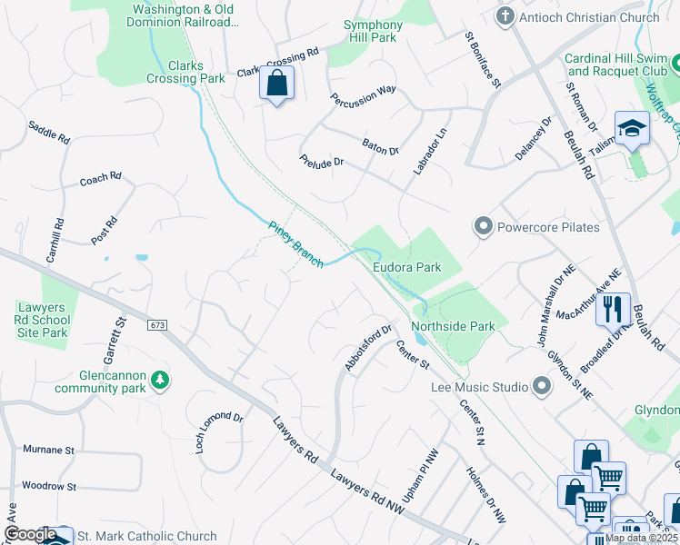 map of restaurants, bars, coffee shops, grocery stores, and more near 9627 Verdict Drive in Vienna