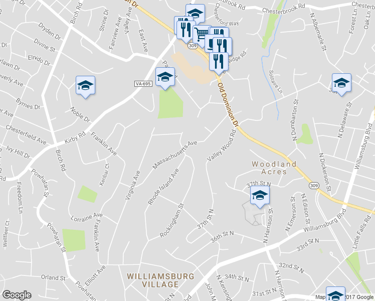 map of restaurants, bars, coffee shops, grocery stores, and more near 1905 Rhode Island Avenue in McLean