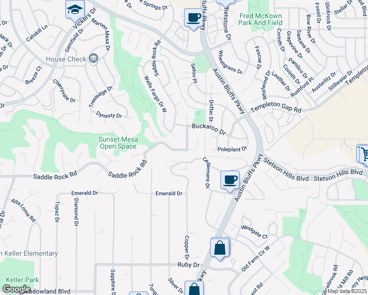 map of restaurants, bars, coffee shops, grocery stores, and more near 5331 Wells Fargo Drive West in Colorado Springs