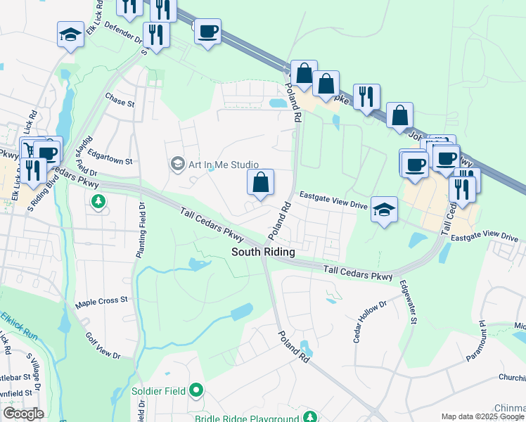 map of restaurants, bars, coffee shops, grocery stores, and more near 43484 Hopestone Terrace in Chantilly