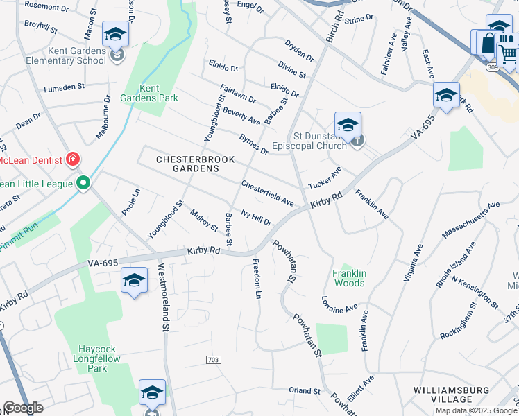 map of restaurants, bars, coffee shops, grocery stores, and more near 1909 Torregrossa Court in McLean
