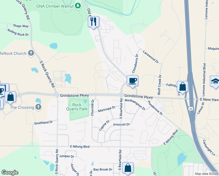 map of restaurants, bars, coffee shops, grocery stores, and more near 2349 Copper Beech in Columbia