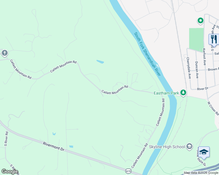 map of restaurants, bars, coffee shops, grocery stores, and more near 1573 Catlett Mountain Road in Front Royal