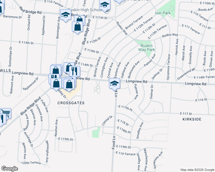 map of restaurants, bars, coffee shops, grocery stores, and more near in Kansas City