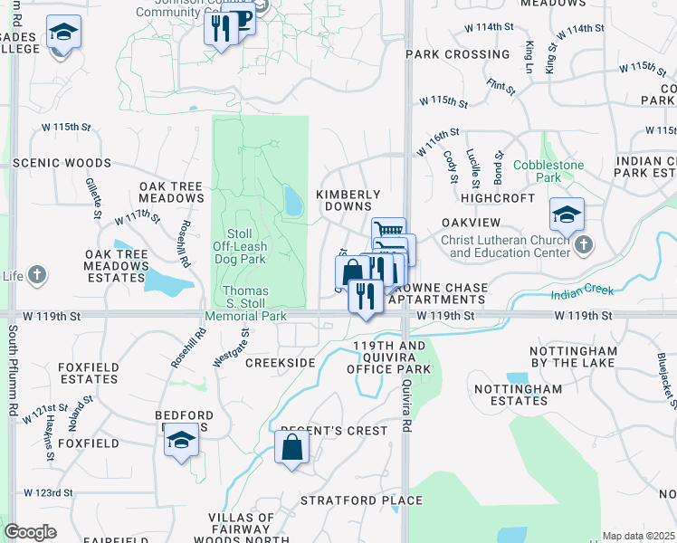 map of restaurants, bars, coffee shops, grocery stores, and more near 11753 Caenen Street in Overland Park