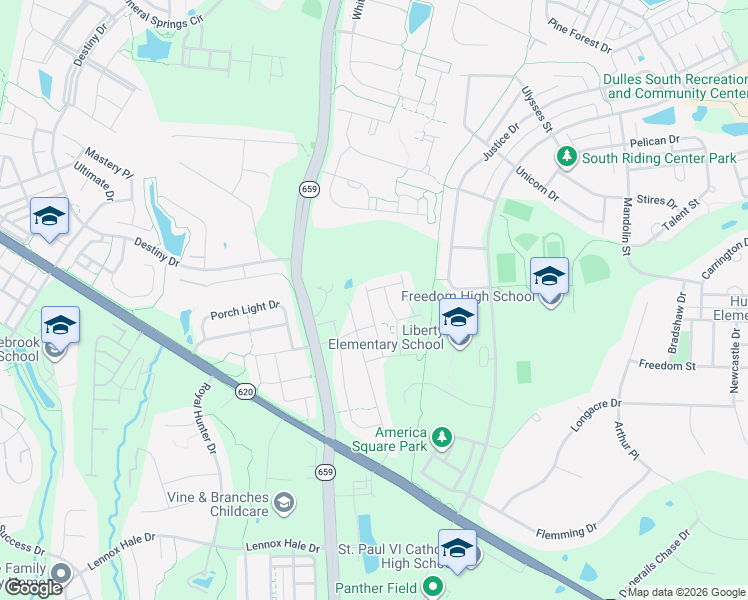 map of restaurants, bars, coffee shops, grocery stores, and more near 25424 Hartland Orchard Terrace in South Riding