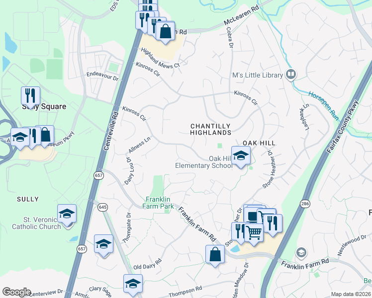 map of restaurants, bars, coffee shops, grocery stores, and more near 3248 Kinross Circle in Herndon