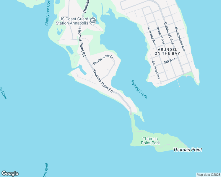 map of restaurants, bars, coffee shops, grocery stores, and more near 3733 Thomas Point Road in Annapolis