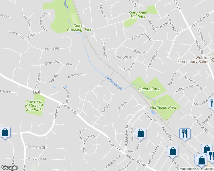 map of restaurants, bars, coffee shops, grocery stores, and more near 2057 Kedge Drive in Vienna