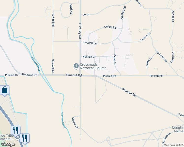 map of restaurants, bars, coffee shops, grocery stores, and more near 1052 Arroyo Drive in Gardnerville